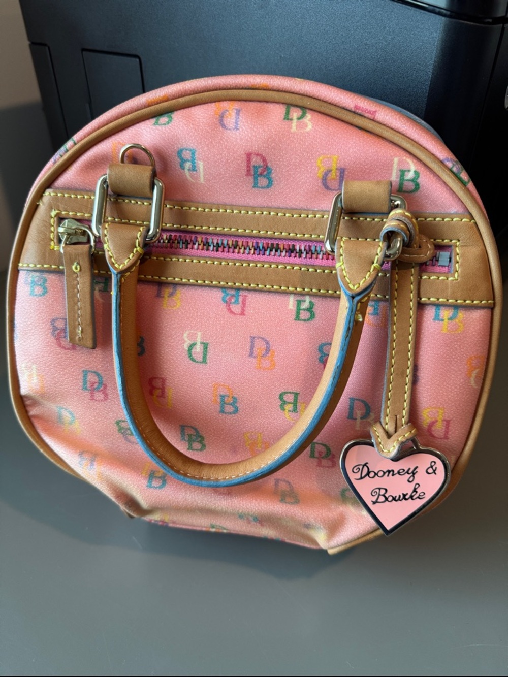 SOLD - Dooney & Bourke Pink Multicolor Logo Mini Satchel